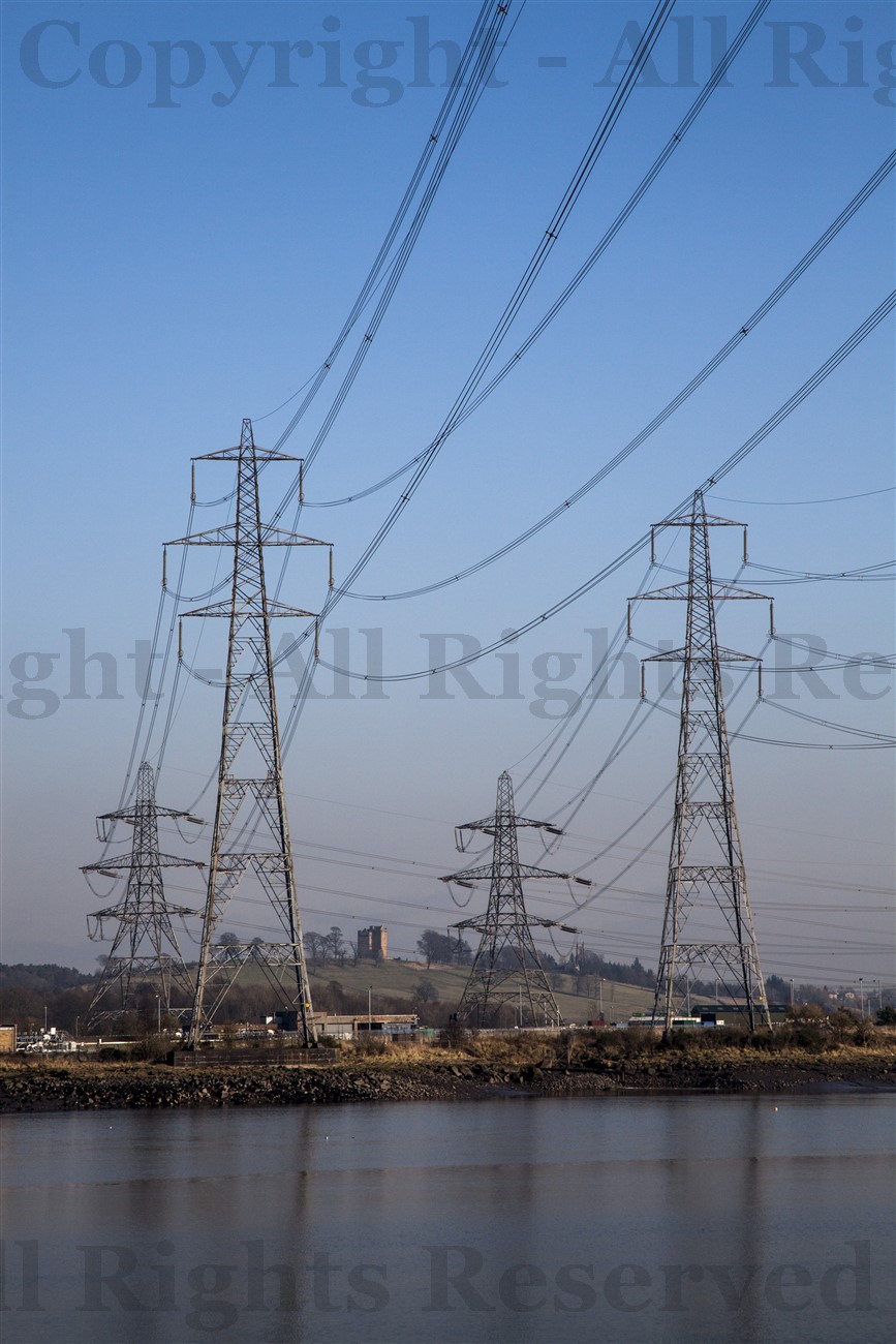 Electric power lines crossing the Forth