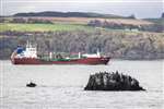 LPG tanker Kappagas passing the Cow and Calves rocks, Inchmickery