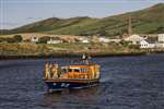 Girvan harbour and lifeboat RNLB Silvia Burrell