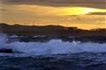 dawn sky Hunterston nuclear power station wind turbines wave energy