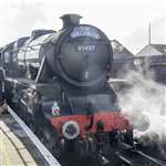 Black 5 45407 on West Coast Railways excursion at Mallaig station